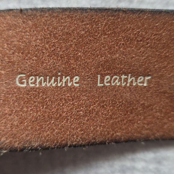 Vintage Fossil Silver Metallic Embossed Textured Genuine Leather Belt Womens L main image 6